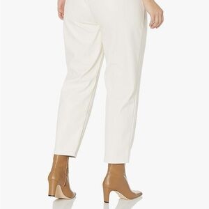 Ivory Elastic Faux Leather  Pants